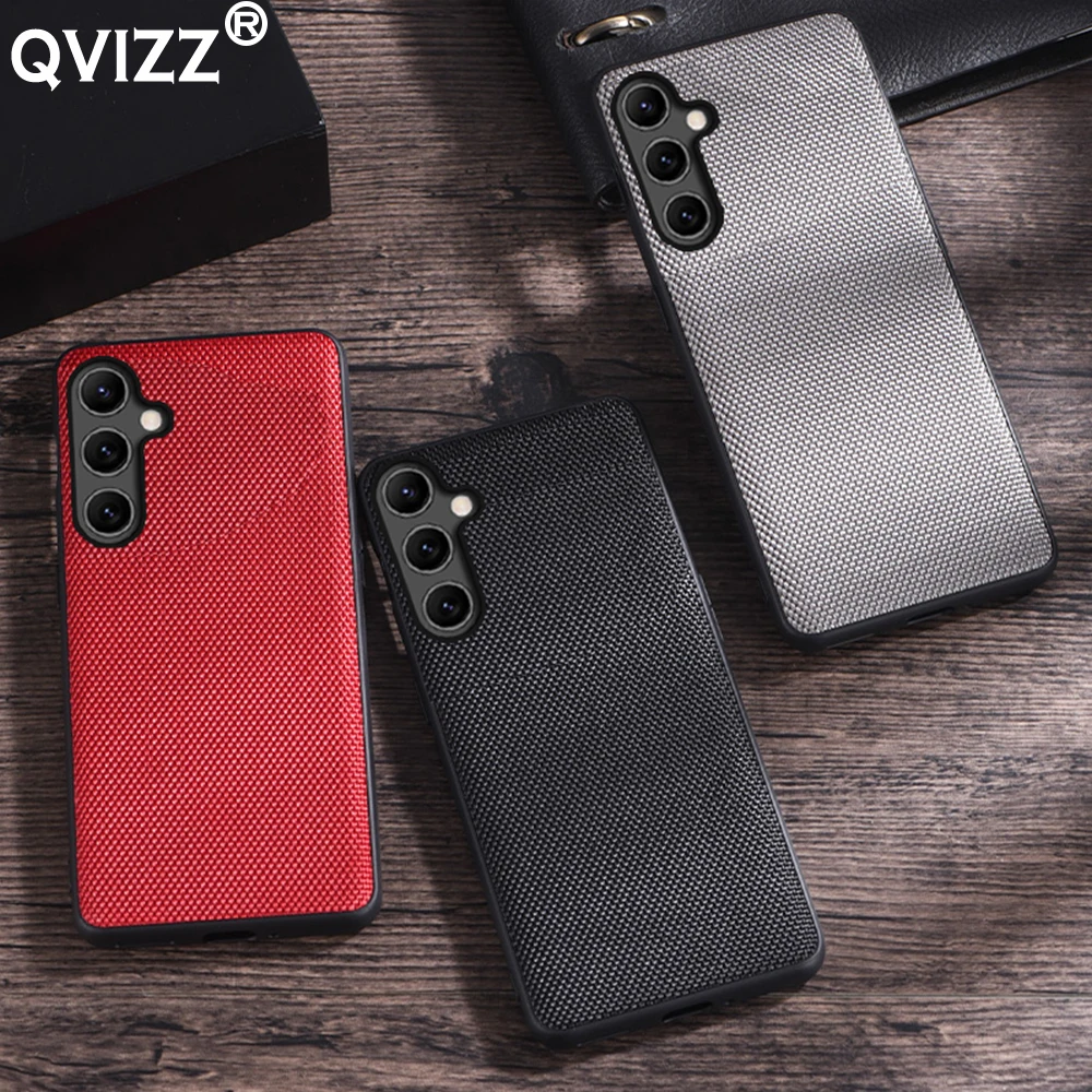 

Luxury Fabric Cloth Case for Samsung Galaxy A34 Armor Shockproof Soft Silicone Edges Hard Back Phone Cover SamsungA34 GalaxyA34