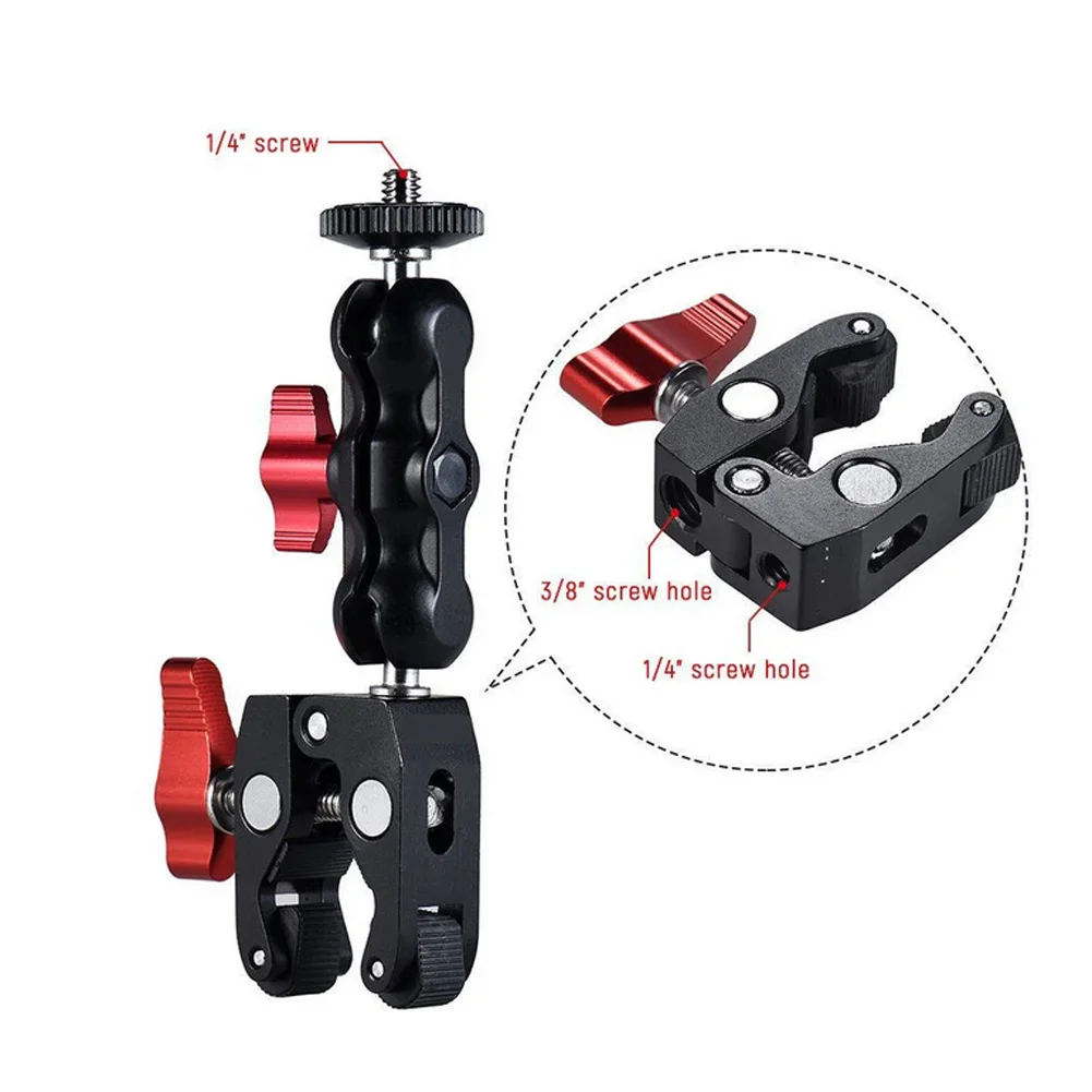 Зажим для камеры зажим штатива с 1/4 &quot-20 и 3/8&quot-16 винтовыми отверстиями