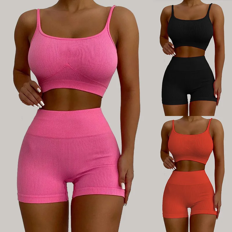 

Hot spring/summer 2022 sexy sports yoga vest and shorts set