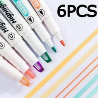 6pcs double headed highlighter visual window double pointed marker color highlighter school office supplies student stationery