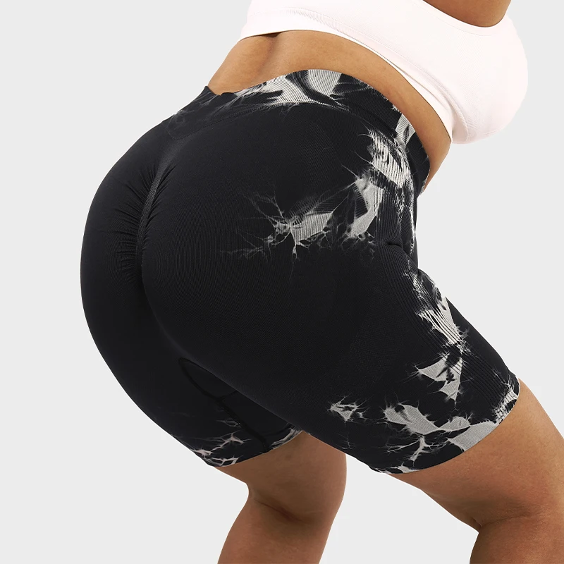 LUOYIYANG Tie Dye Seamless Plus Size Women's Shorts Push Up Gym Booty Lifting Sports Fitness Woman 2023 Knit Yoga Clothing L-3XL