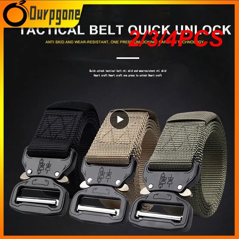 

2/3/4PCS Tactical Belt Quick Release Outdoor Military Training Belt Imitation Nylon Woven Men Women Sports Hunting Elastic