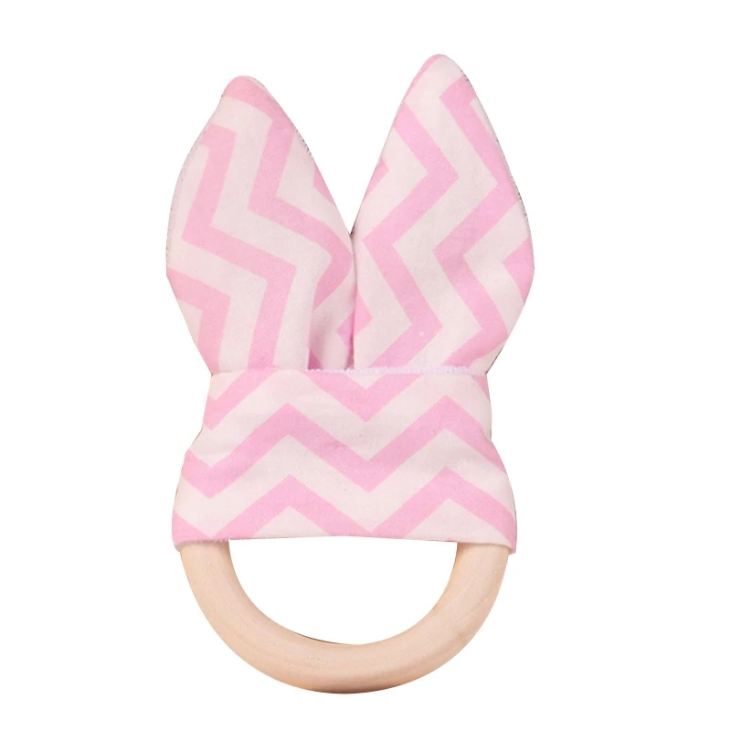 

Infant Teether Wooden Ring Burr-Free Handhold Molar Rod Safety Baby Stroller Toy