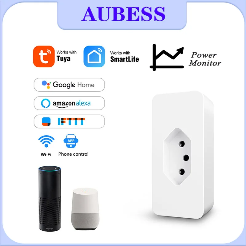 

Смарт-розетка Aubess, 16 А, с поддержкой Wi-Fi и голосового управления