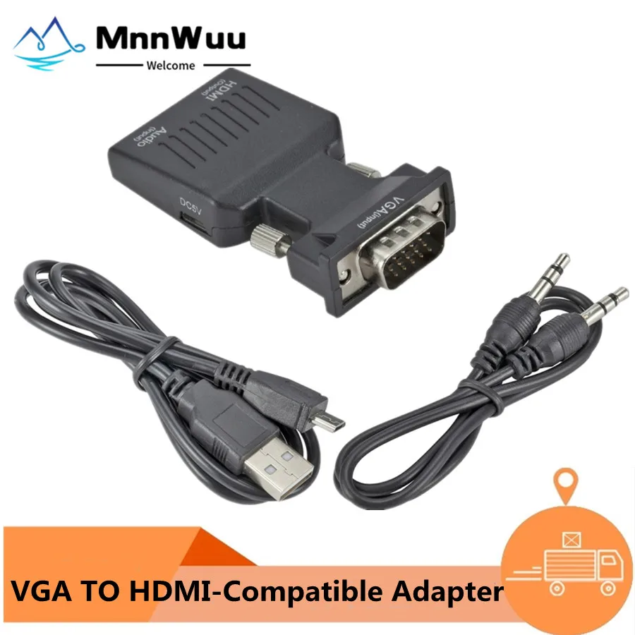 

Адаптер-преобразователь VGA в HDMI 1080P, адаптер VGA для ПК, ноутбука, проектора HDTV, Видео Аудио, VGA в HDMI-совместимый