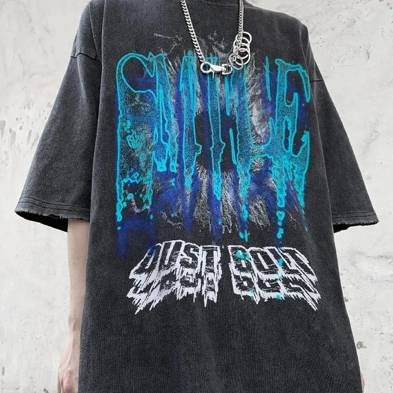 

T-Shirt Oversized Goth Tops Grunge Summer Korean Fashion Aesthetic Harajuku Tees Vintage Short Sleeve Female Clothing 2022 New