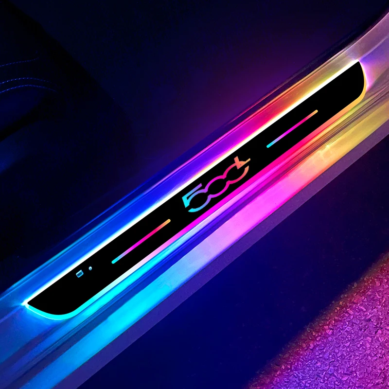 

Car Threshold Bar LED Door Sill Light Luminous Illuminated Welcome Pedal Lamp Scuff Plate Guard Sills Protector for fiat 500l