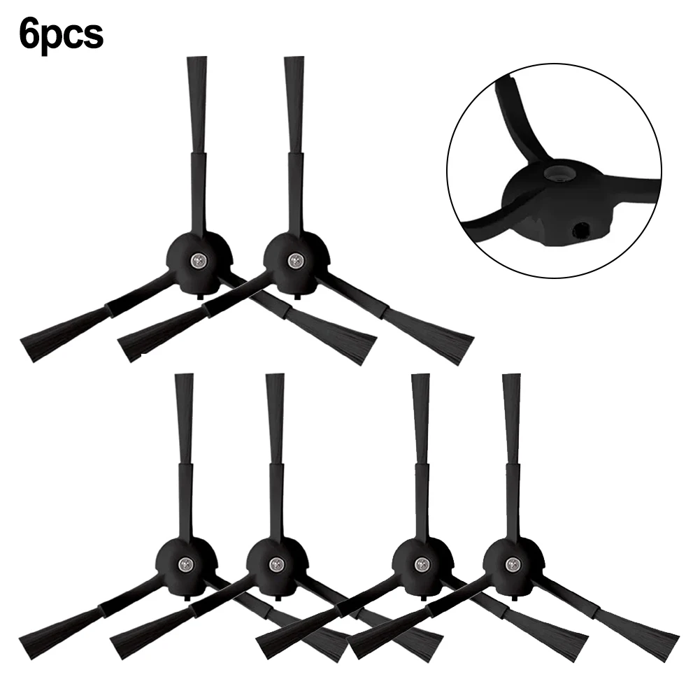 

None Side Brush For Vacuum Cleaner Side Brush Spare Parts Ultra Vacuum Cleaner 6pcs Black Durable For RoborockS8