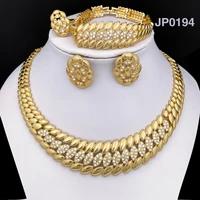 Brazil Gold Color Jewelry Sets For Women Dubai Fashion Necklace Earrings Ring Bracelet Set Bride Wedding Party Gift 1