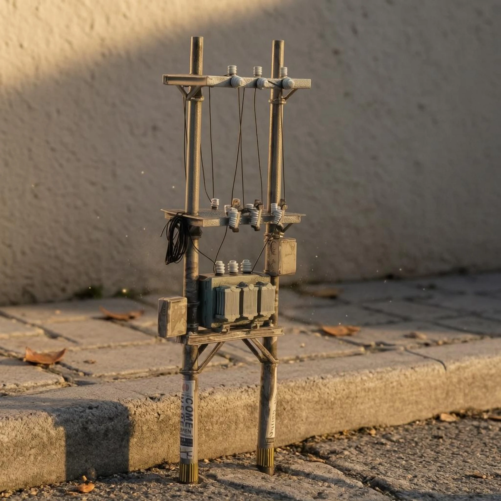 Фото Модель электрического столба в масштабе 1:64, миниатюрная модель трансформаторной подстанции, детализированная деталь для оформления сцены из смолы №2