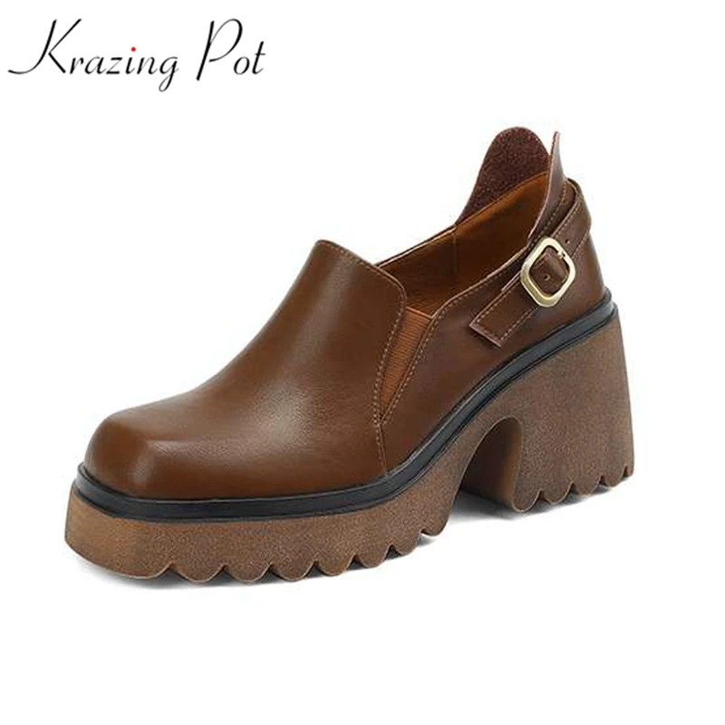 Туфли Krazing Pot на толстой подошве искусственный дизайн искусственная кожа круглый