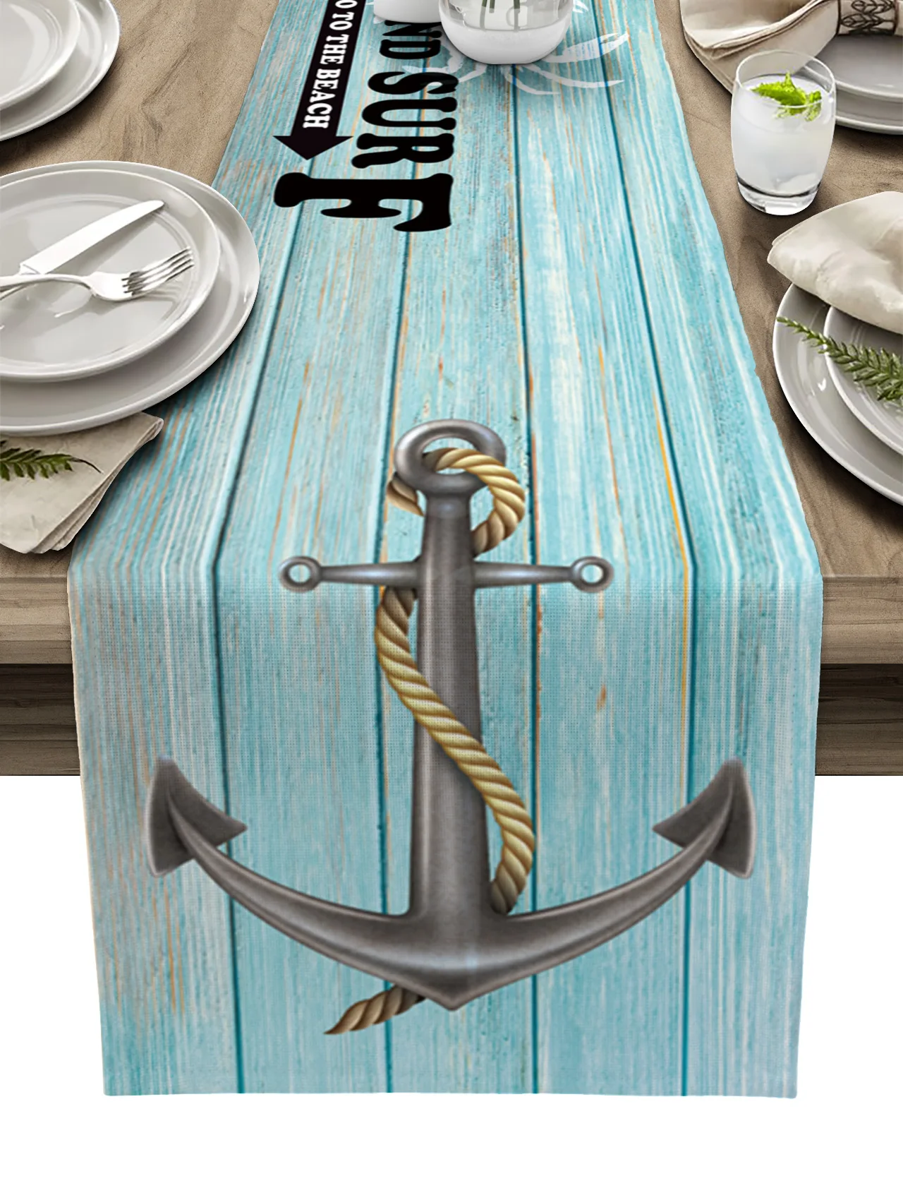 

Шебби Якорь Синий древесина зернистая настольная дорожка для гостиной кухни домашняя скатерть уличная вечеринка Свадьба модная подстилка