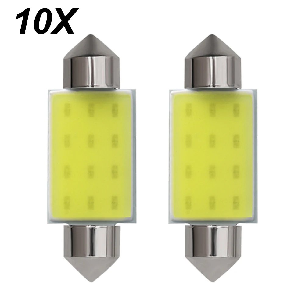 

10PCS C5W LED Bulb C10W Festoon 31/36/39/41/42mm 12V COB 6000K White Car Interior Dome Reading Lights Trunk License Plate Lamp