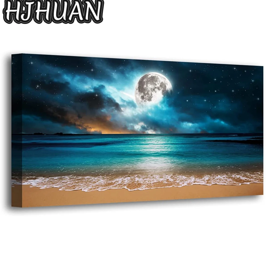 

Алмазная 5D картина «сделай сам» с изображением ночного Морского Пейзажа, полноразмерная/круглая Алмазная вышивка, подарочный набор для мозаики, товары ручной работы высокого качества