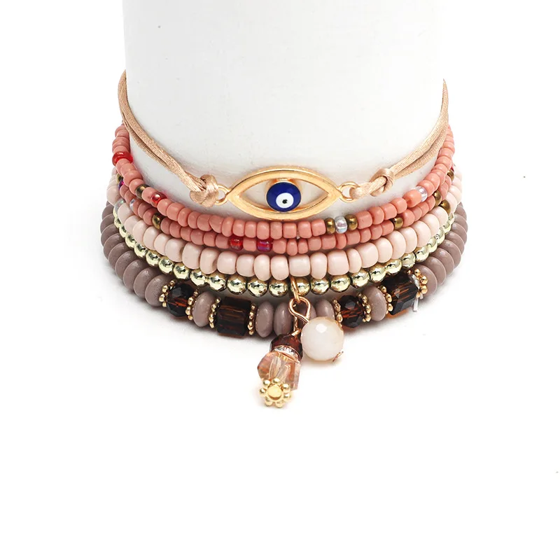 

New 2022 Eye Rice Bead Temperament Multi-layer Hand Ornaments Hand-beaded Fashion Bracelet