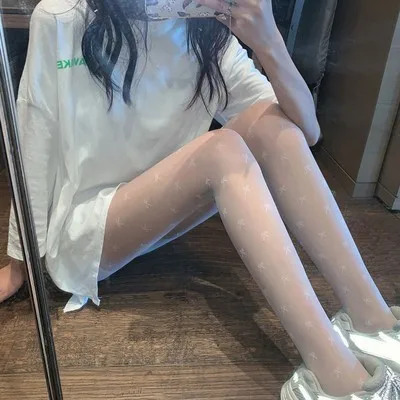 Тонкие женские нейлоновые колготки с бантом/сердцем