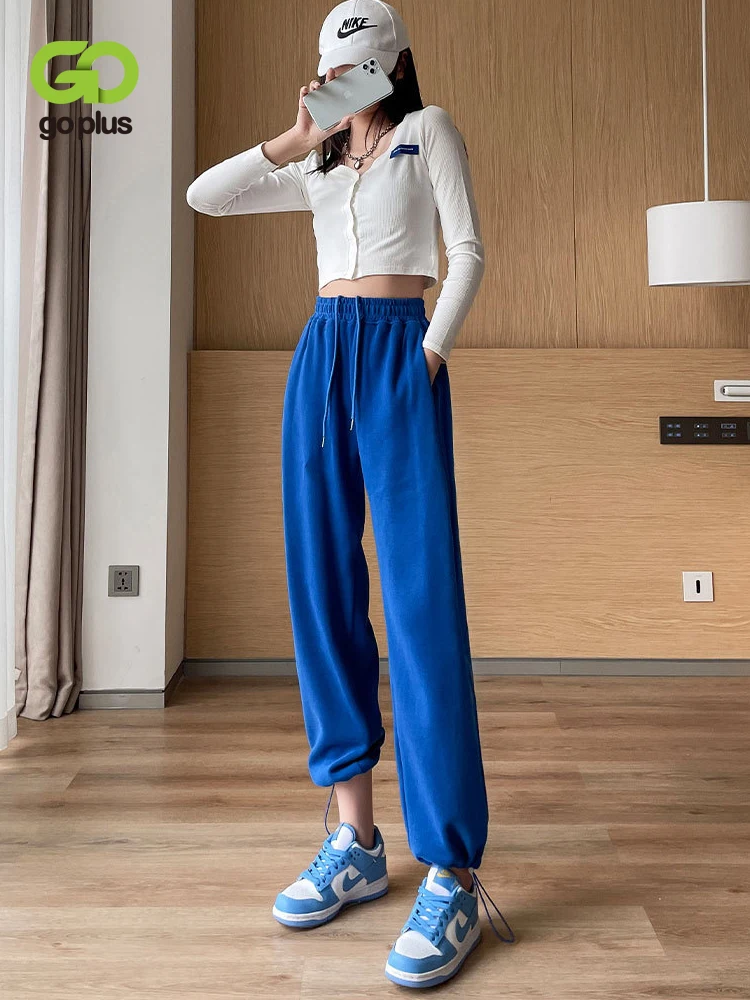 

GOPLUS Summer Women's Trousers Baggy Wide Pants High Waist Streetwear Black Pants Pentalon Sweatpants Female Broeken Dames 2022
