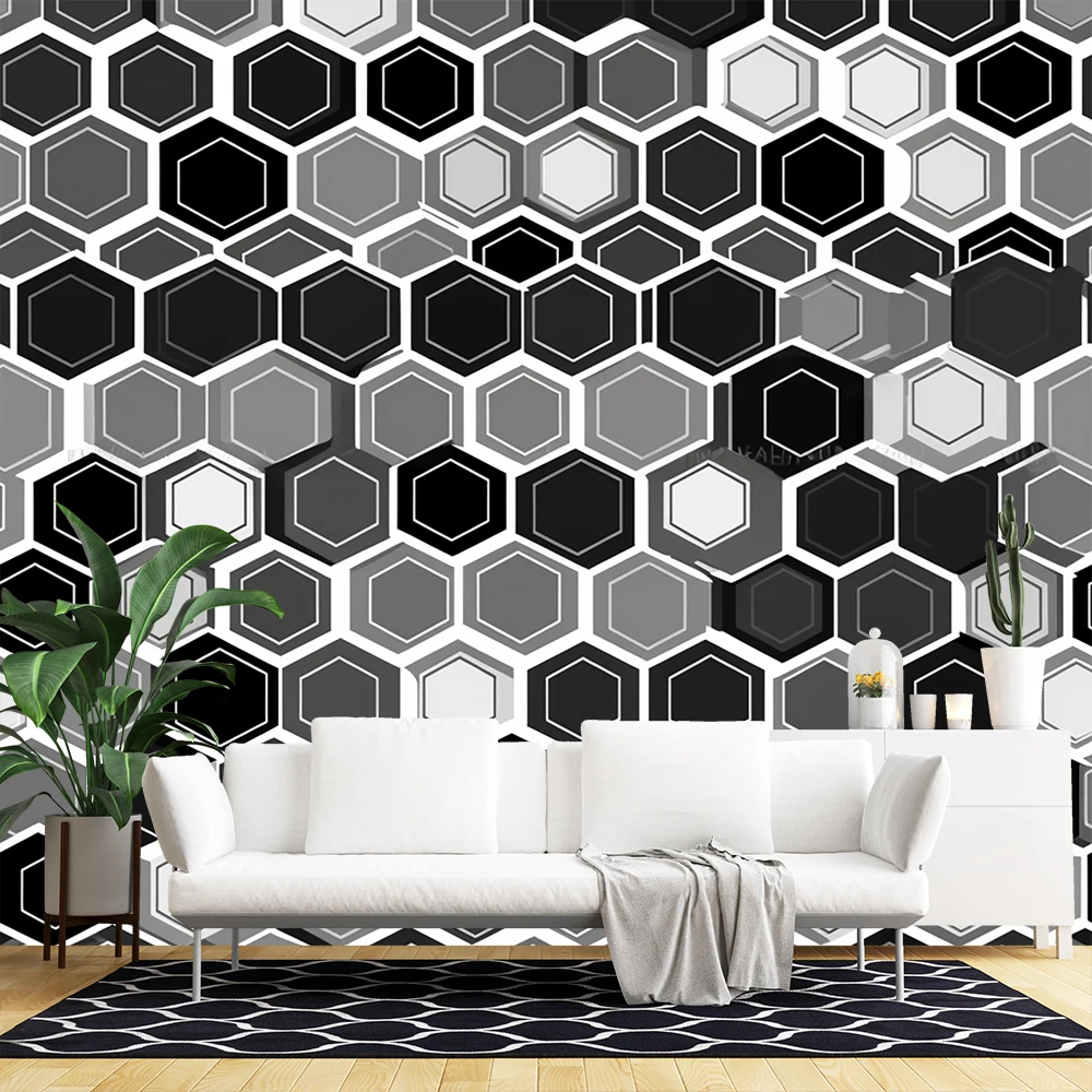 

Абстрактные линии с шестигранниками, большая гостиная, Настенный декор, настенная наклейка, наклейки на стену для спальни, детской комнаты, съемная наклейка
