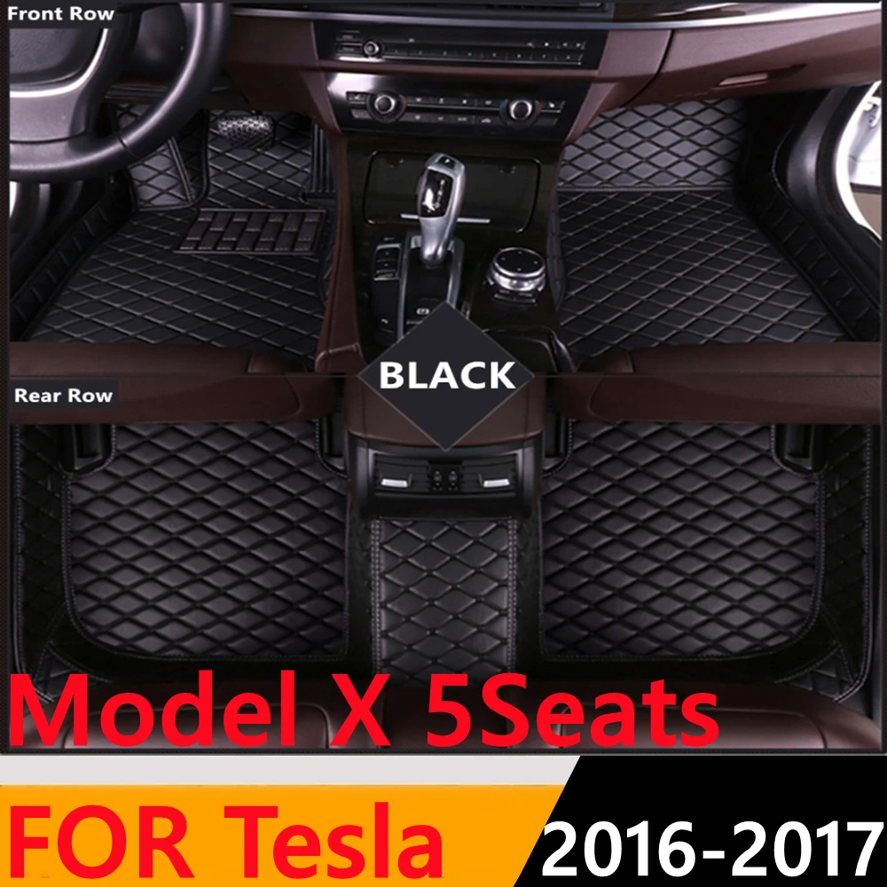 

Sinjayer Waterproof Leather Custom Fit Car Floor Mats Front & Rear FloorLiner Auto Carpet Mat For Tesla Model X 5Seats 2016 2017