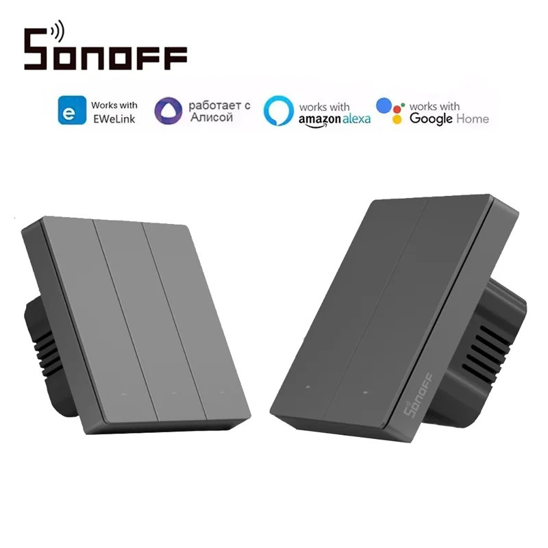 

Умный настенный выключатель SONOFF M5 SwitchMan, механическая кнопка с управлением через приложение, светодиодный индикатор, регулируемый через ...