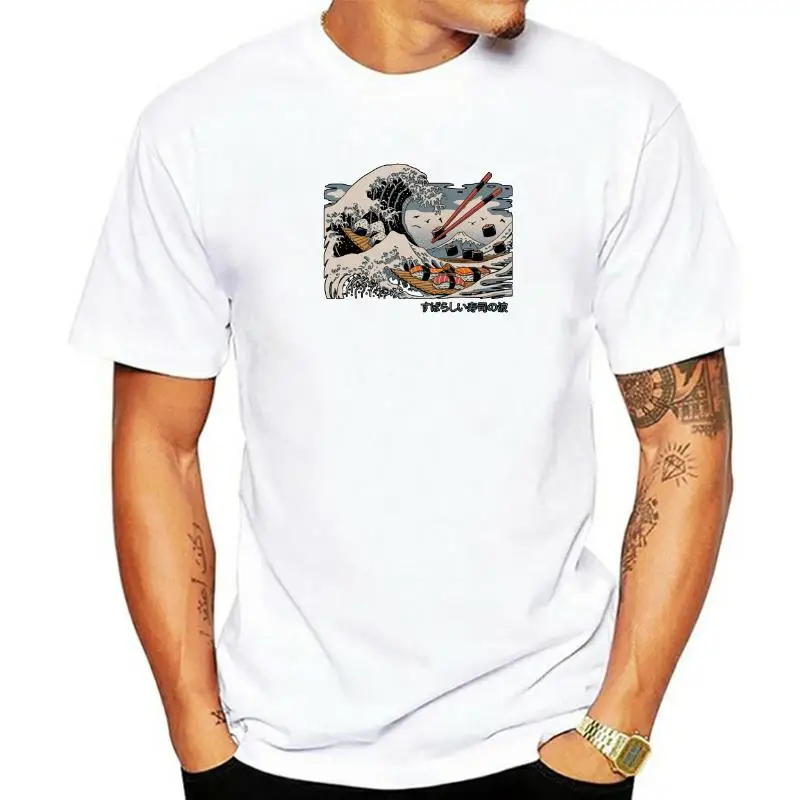 

Футболка в японском стиле Харадзюку, рубашки, лето 2023, футболка в стиле хип-хоп, уличная футболка с суши, лодкой и мультяшным принтом, повседн...