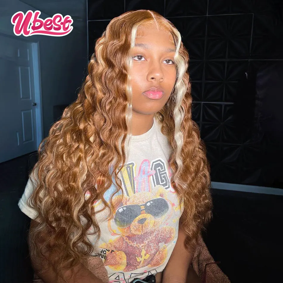 Светлые свободные фронтальные человеческие волосы со шнуровкой 13x4 Ubest с 613