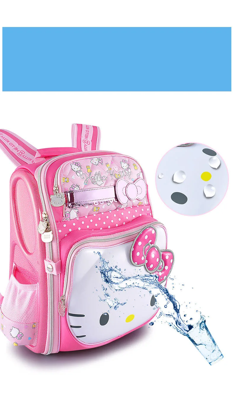 Kitty Primary School Student Schoolbag Female Grade 1-3 Large Capacity Korean Cute Children's Full Open Backpack Bags