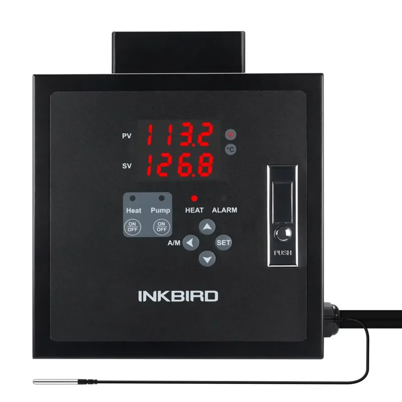 Фото Контроллер температуры INKBIRD с PID-регулятором и насосом для подогрева воды, IPB-26 30A/240V, предварительно подключенный цифровой контроллер для домашнего пивоварения №1