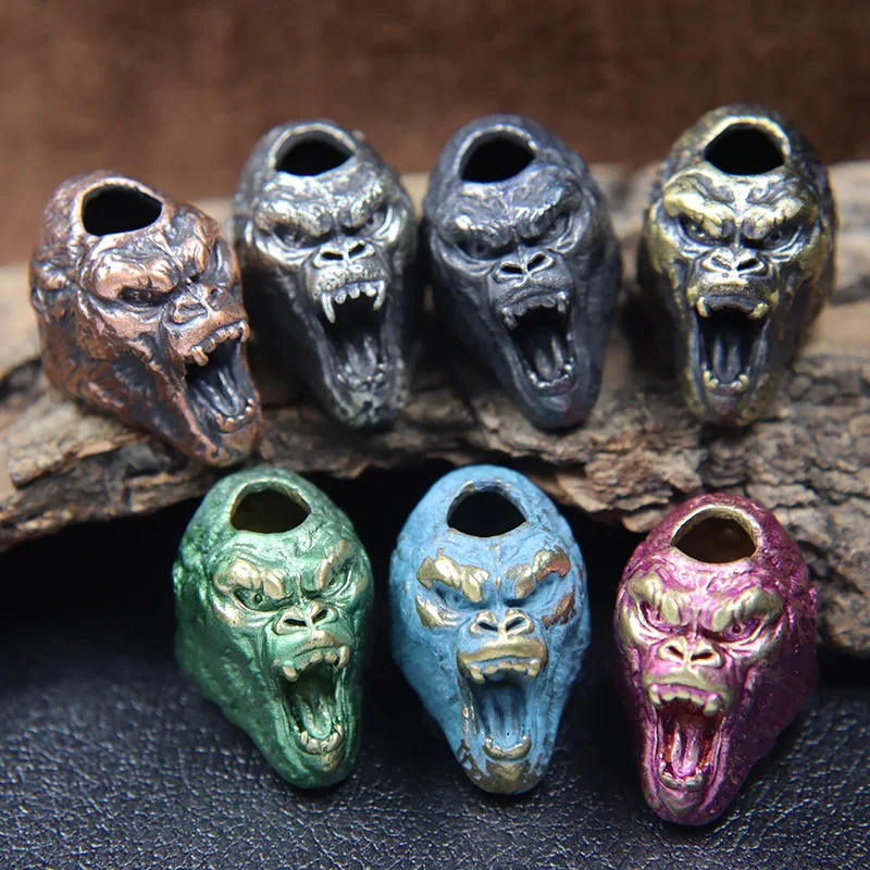 

Angry Gorilla EDC Brass Knife Beads Cartoon Animal Orangutan DIY Woven Umbrella Rope Lanyard Charms Paracord Pendant Accessories