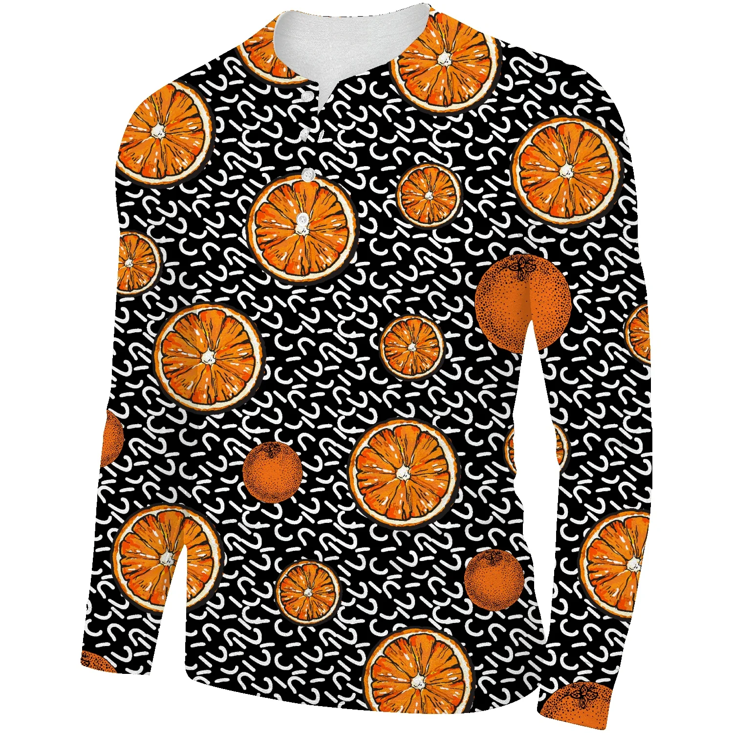 

Spring new men's Henry round neck leaves long-sleeved bottoming POLO shirt men's T-shirt Japanese casual top trend