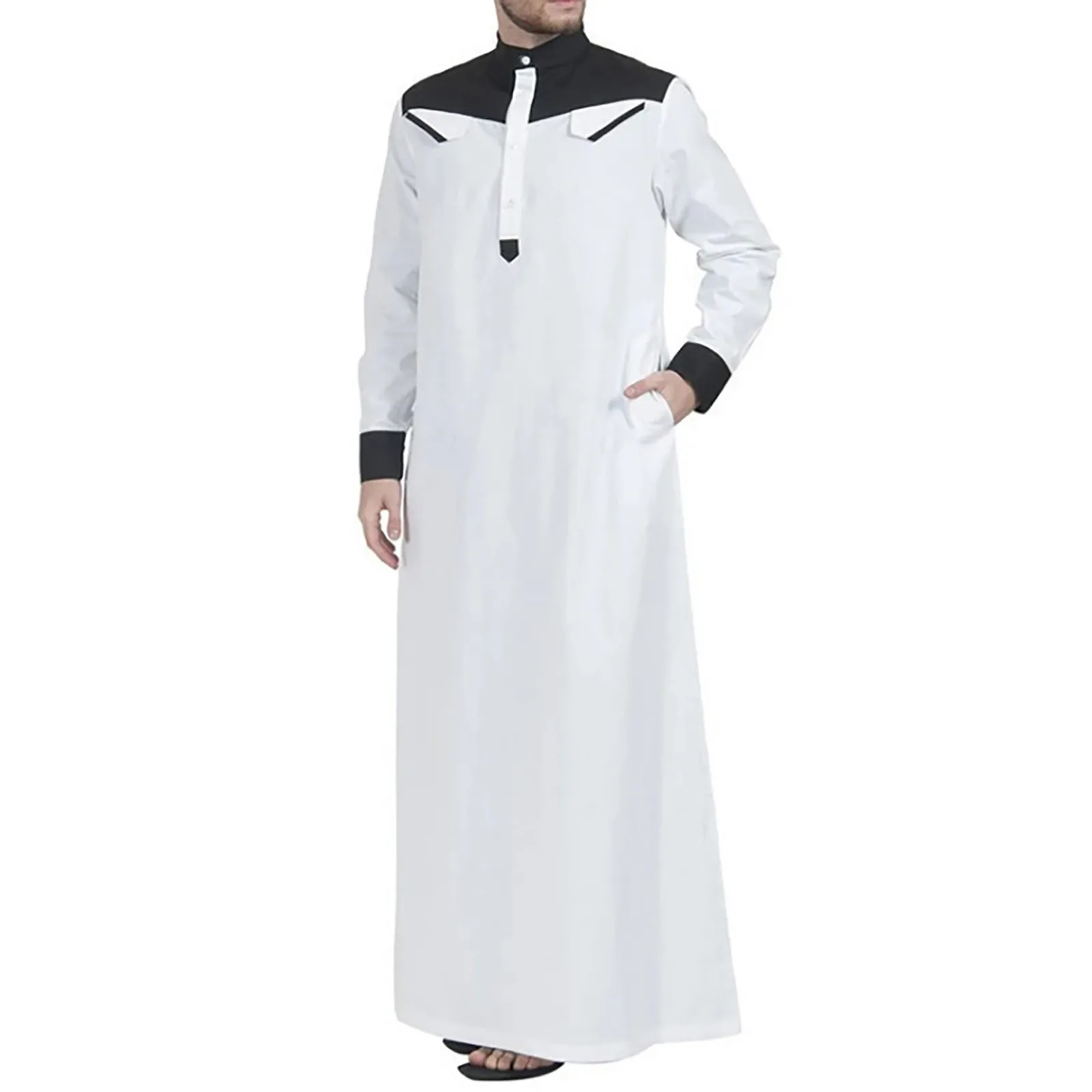 

Men's Muslim Jubba Thobe Oversized Casual Saudi Arabic Long Sleeve Robe Ramadan Muslim Dress Islamic Clothing Men Robes