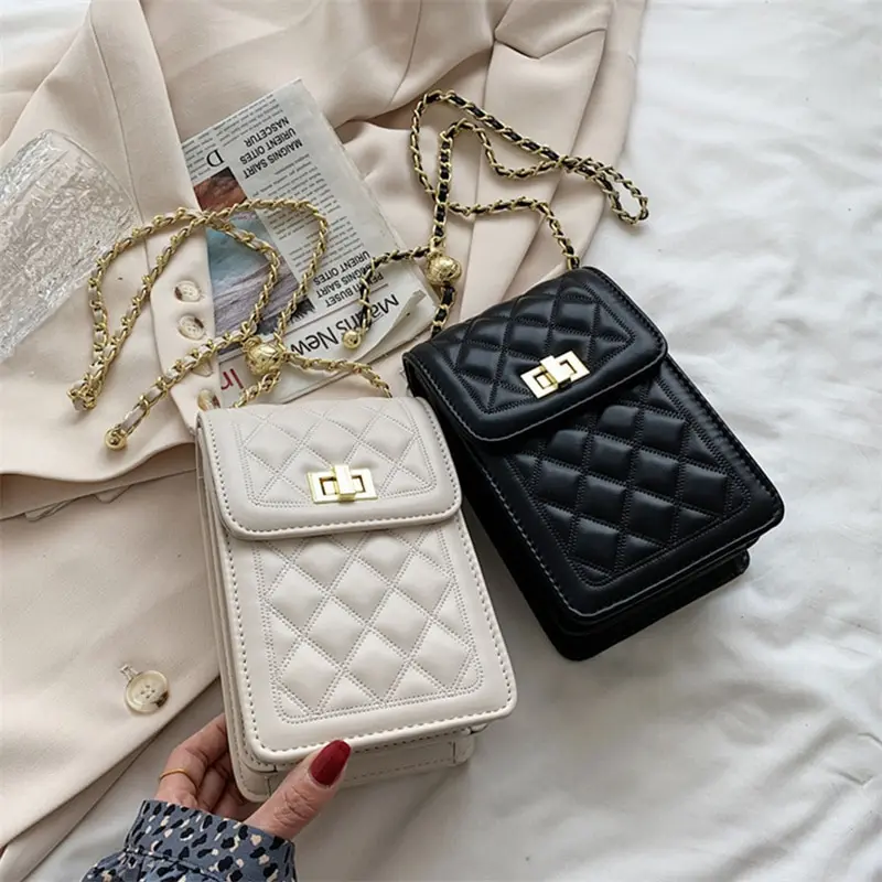 

1PC Crossbody Shoulder Bag Mobile Phone Bags Fashion Rhombus Chain Shoulder Cross Body Cellphone Sling Bag
