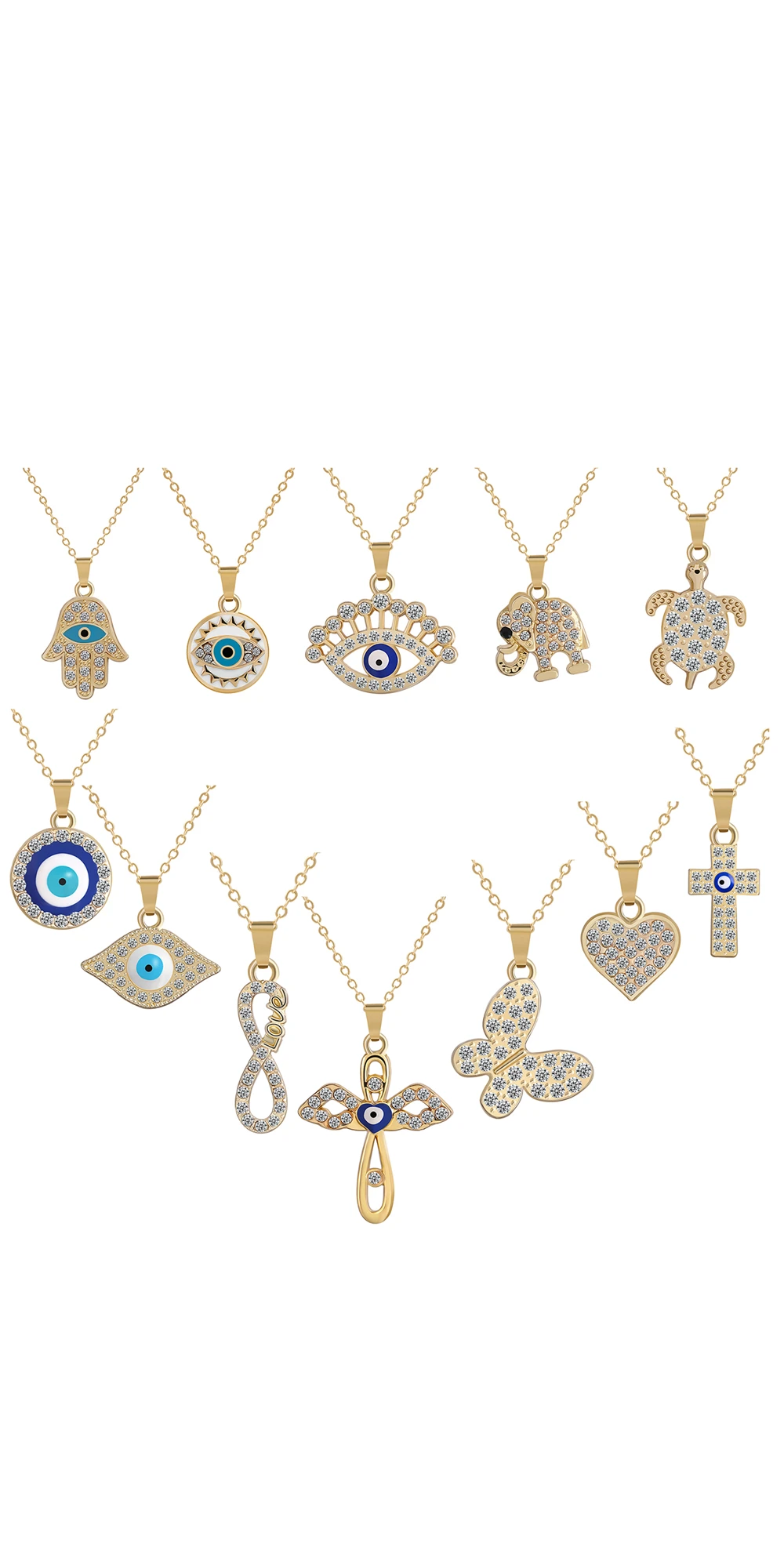 1 шт. ожерелье от сглаза в форме сердца крест кулон 14 к позолоченное красочные