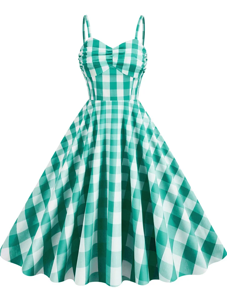 

Новинка 2023, Y2K, винтажное освежающее сине-белое платье в клетку на бретелях, с одной линией воротника, женское облегающее летнее платье большого размера