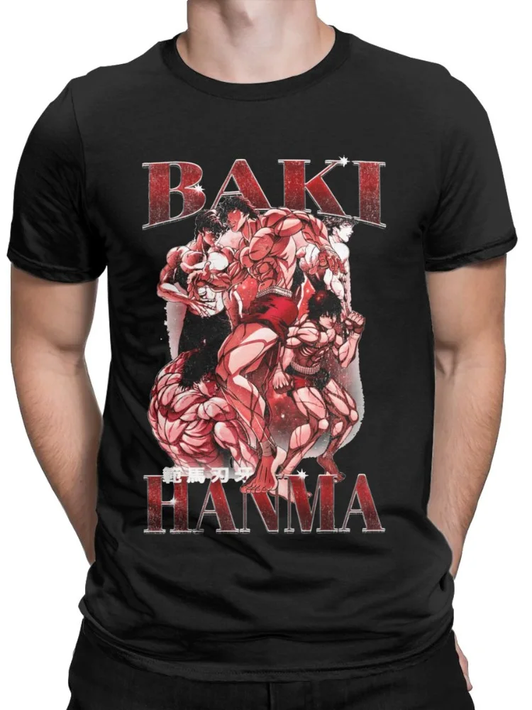 

Мужские и женские винтажные футболки Baki Hanma в стиле 90-х с мультяшным аниме круглым воротником, Повседневная футболка с коротким рукавом, оде...