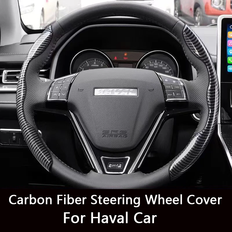 

Car Carbon Fiber Black steering wheel cover For Haval JOLION H6 2021 m6 h9 h4 F7 F7X F5 non-slip interior steering wheel cover