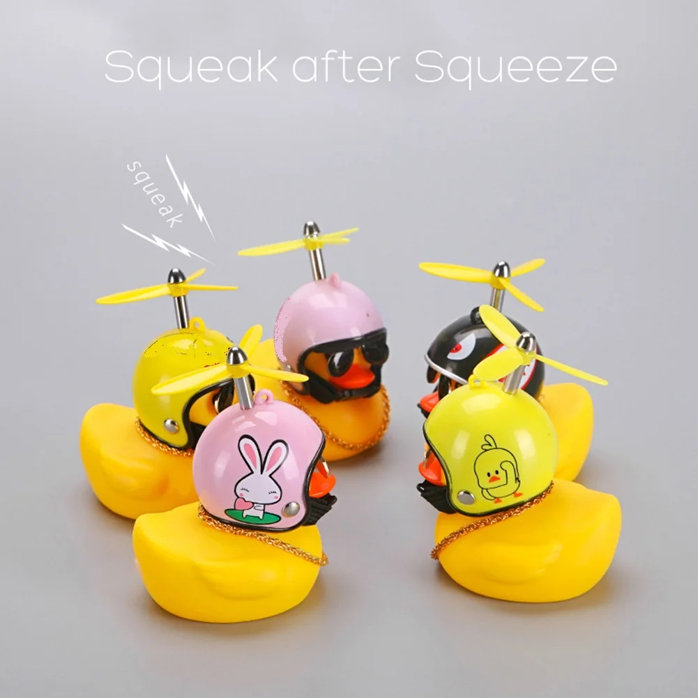

Duck Car Ornament With Helmet Broken Wind Little Yellow Duck Road Bike Motor Accessories Helmet Riding Cycling