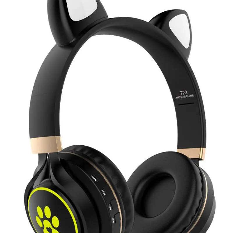 

New Student Cute Cat Ears Headwear Wireless Cartoon Led Light-Emitting Bluetooth Gaming Headset for Mobile Phone Headsets