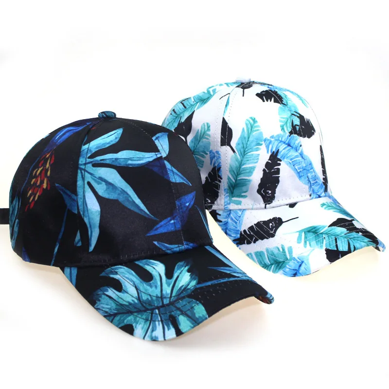 

New Baseball Caps Leaf Printing Spring and Summer Outdoor Leisure Travel Peaked Cap Fashion Breathable Sun Hat for Women