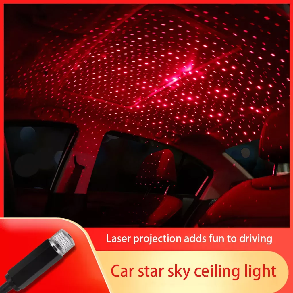 

Car Roof Projection Light USB Portable Adjustable LED Atmosphere Light Interior Ceiling Projector Red/Blue Light