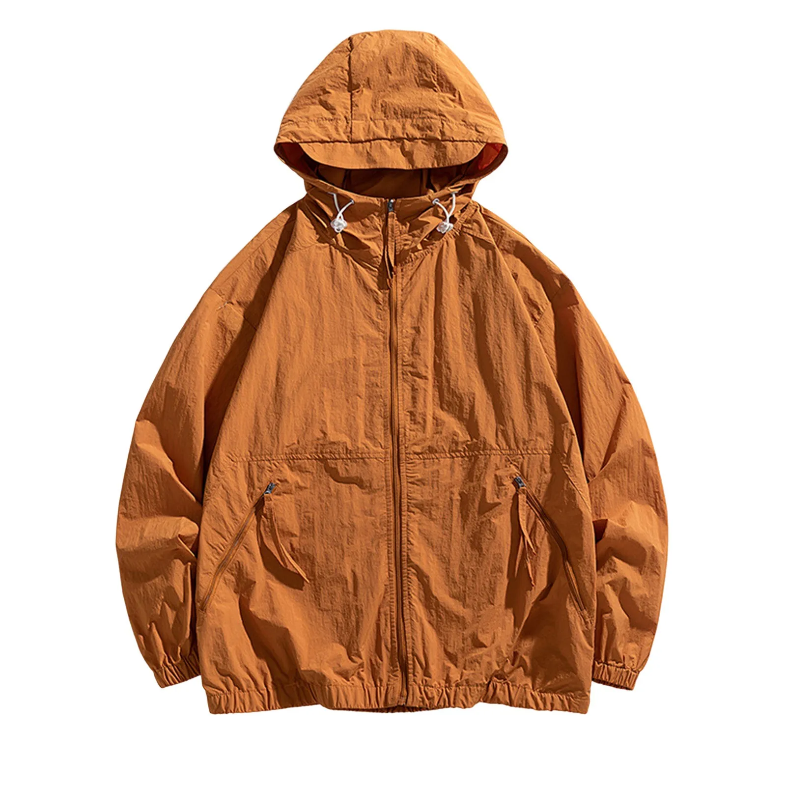 

Men Solid Color Windproof Outdoor Jackets Hiking Camping Rainproof Sports Casual Breathable Loose Thin Hoodies Overcoat
