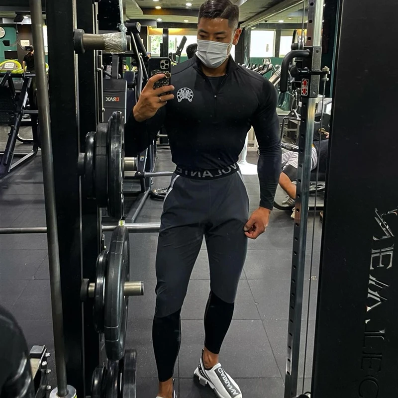 Футболка мужская облегающая с длинным рукавом эластичная компрессионная