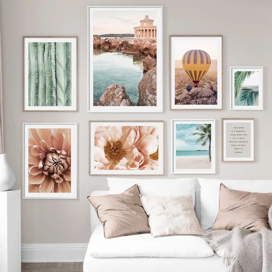 

Mediterranean Balcony Palm Tree Leaf Flower Cactus Nordic Poster Wall Art Print Canvas For Living Room Painting Decor Pictures