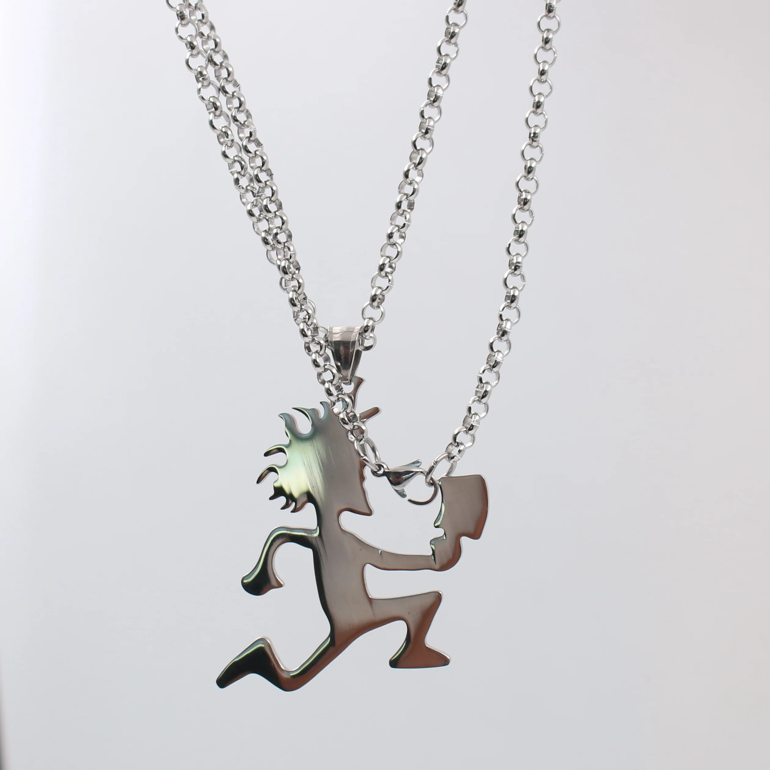 Silver Juggalo Hatchetman Charm Stainless Steel ICP Hatchet Man Pendant Necklace 4mm24'' Chain |