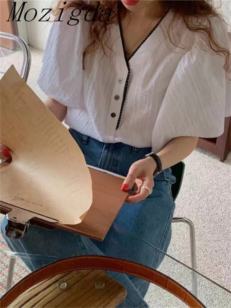 Блузка женская с рюшами Милый Винтажный деловой Топ на пуговицах элегантная