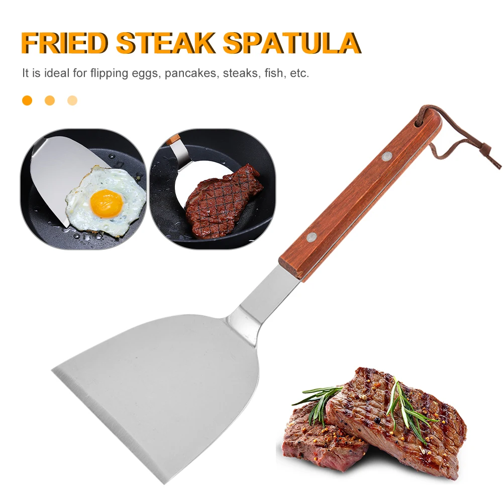 

Stainless Steel Fish Spatula Tuner Wood Handle BBQ Grill Turner Flippe Cooking Utensils Kitchen Accessories For Fish Steak