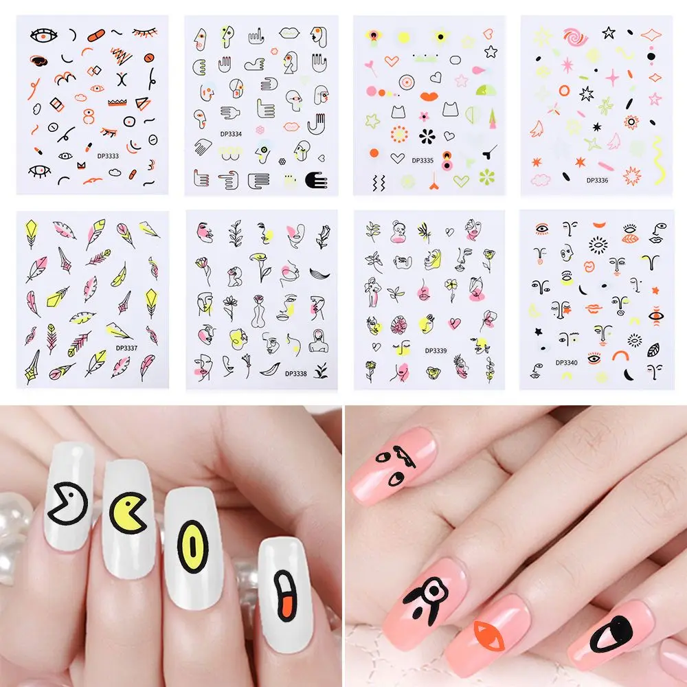 

Nails Decorations Face Self-adhesive Abstract Cute 3D Cartoon Nail Stickers