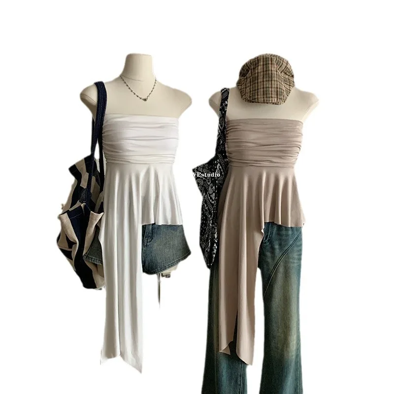 Женский облегающий топ-труба Gyaru Pure Desire нестандартный плиссированный топ в