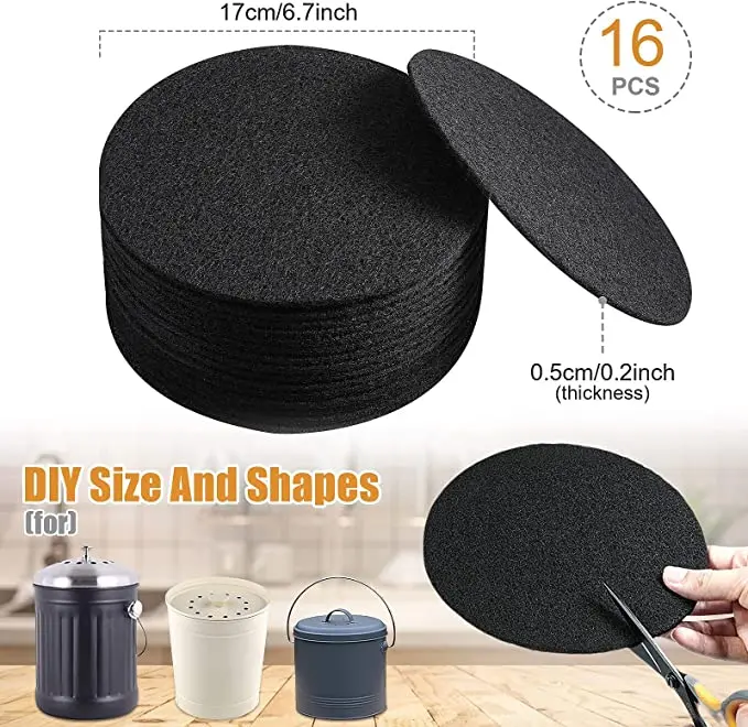 

16 Pieces Compost Bin Filter Round Garbage Can Filters Replacing Parts