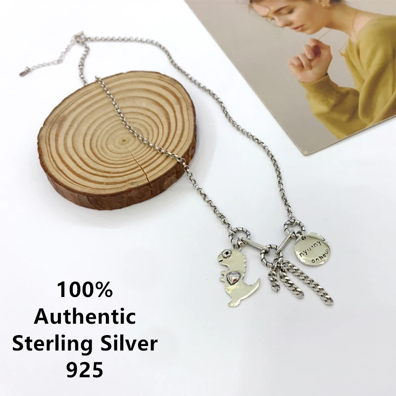 

Серебро 925, динозавр, кисточка, Серебряное колье для женщин, 925 натуральное ожерелье для женщин, украшения для женщин